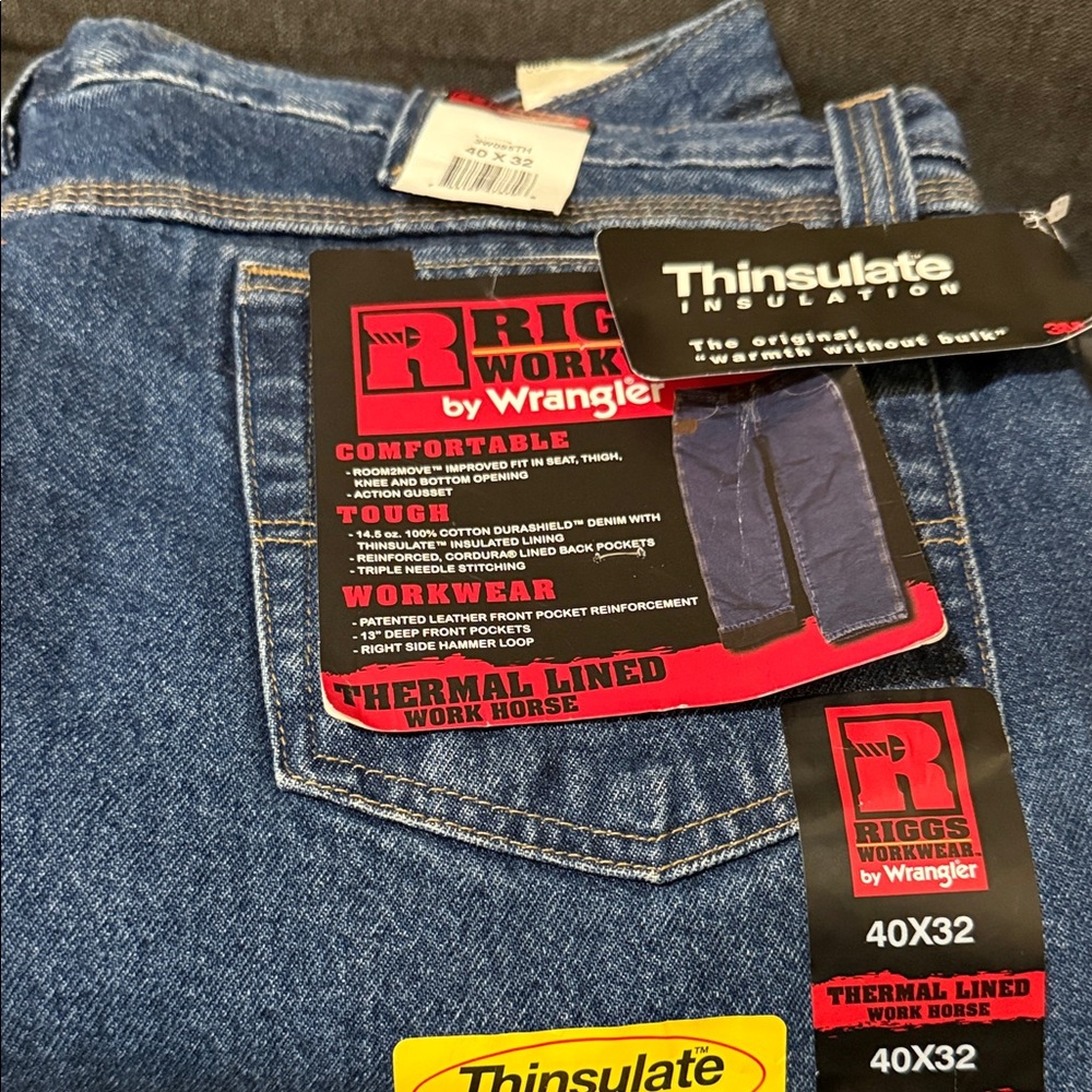 Wrangler Men's Jeans Blue Relaxed Fit with Thermal Lining